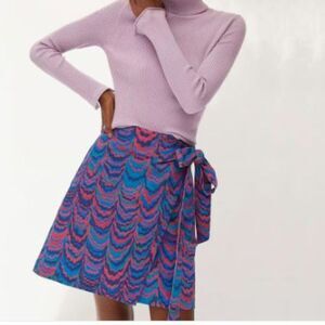 Anthropologie Porridge Printed Iris Wrap Mini Skirt Large Purple Pink